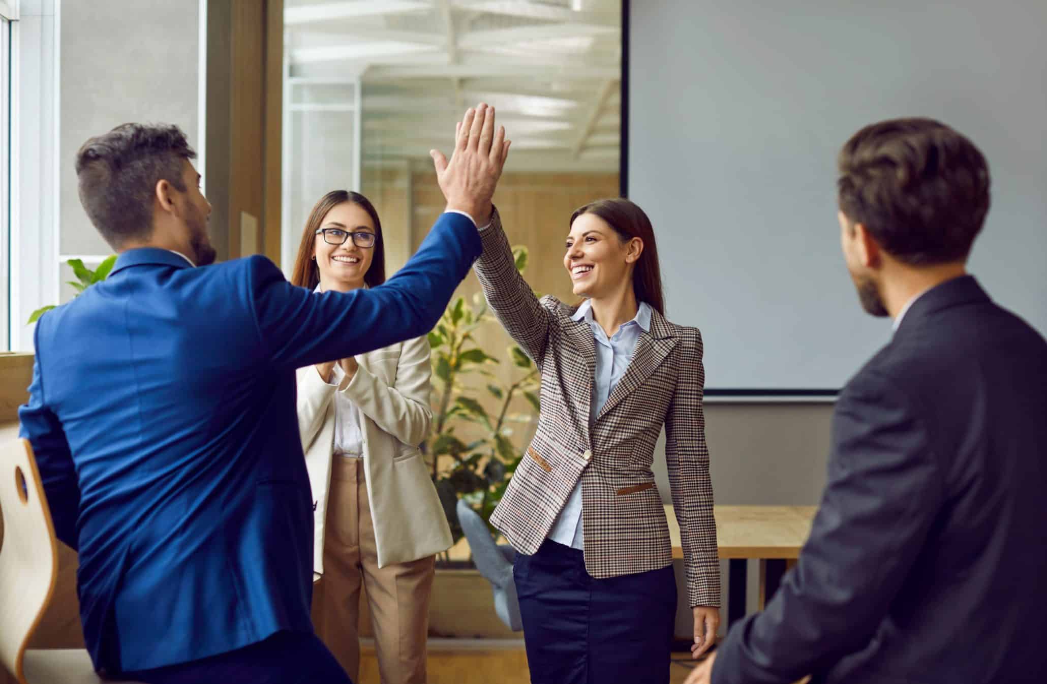 Business,People,High,Five,Happy,Team,Celebration,Or,Office,Greeting. CRM